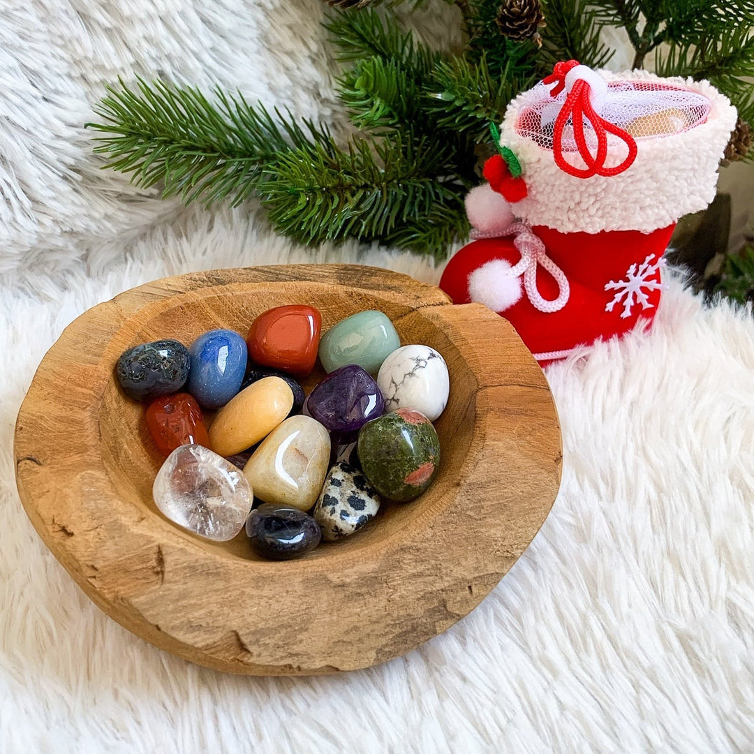 Nikolaus/Weihnachtsstiefel mit Trommelstein Mix - SoulGlow - Bunte Steine - Geschenk