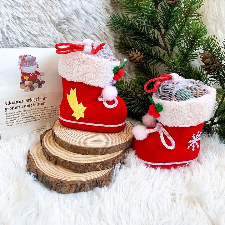 Nikolaus/Weihnachtsstiefel mit Trommelstein Mix - SoulGlow - Bunte Steine - Geschenk
