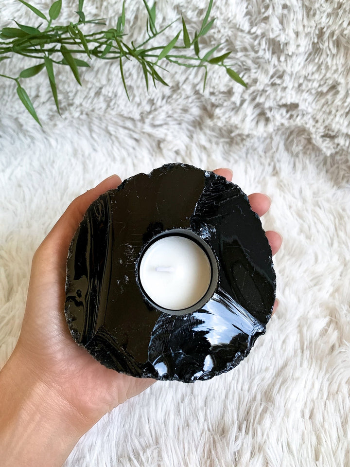 Obsidian Teelichthalter - SoulGlow - Aura, balance, not - on - sale
