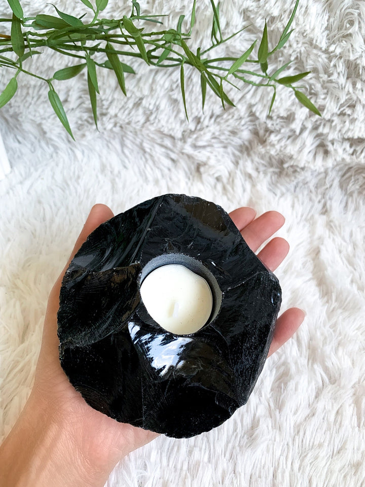 Obsidian Teelichthalter - SoulGlow - Aura, balance, not - on - sale