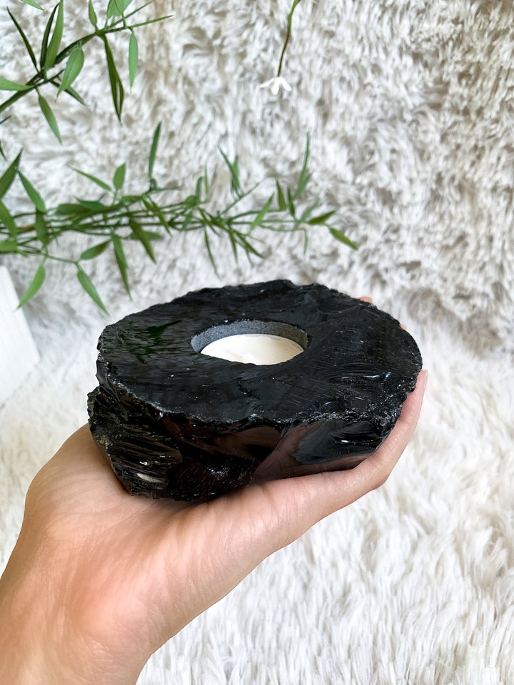 Obsidian Teelichthalter - SoulGlow - Aura, balance, not - on - sale