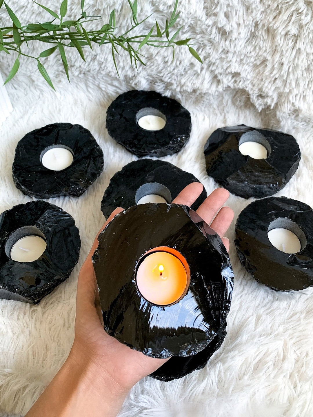 Obsidian Teelichthalter - SoulGlow - Aura, balance, not - on - sale