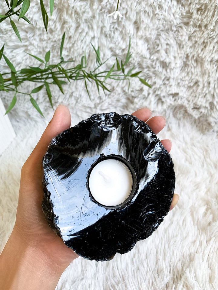 Obsidian Teelichthalter - SoulGlow - Aura, balance, not - on - sale