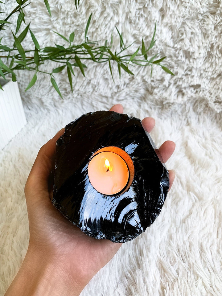 Obsidian Teelichthalter - SoulGlow - Aura, balance, not - on - sale