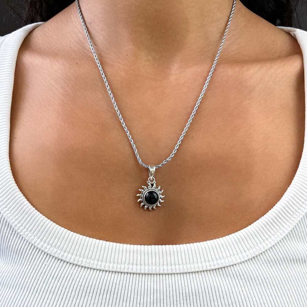 Onyx Sonnenanhänger 925 Silber - SoulGlow - 925er Silber, Anhänger mit Öse, balance