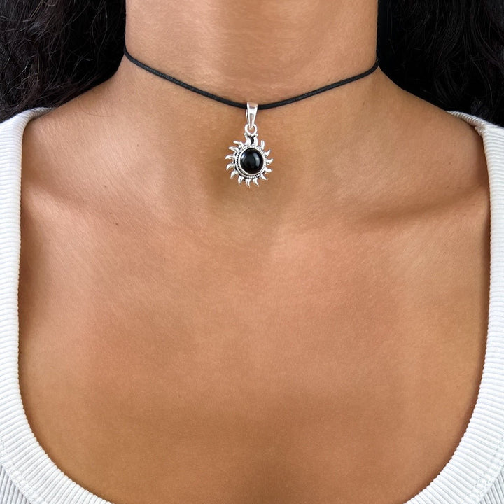 Onyx Sonnenanhänger 925 Silber - SoulGlow - 925er Silber, Anhänger mit Öse, balance