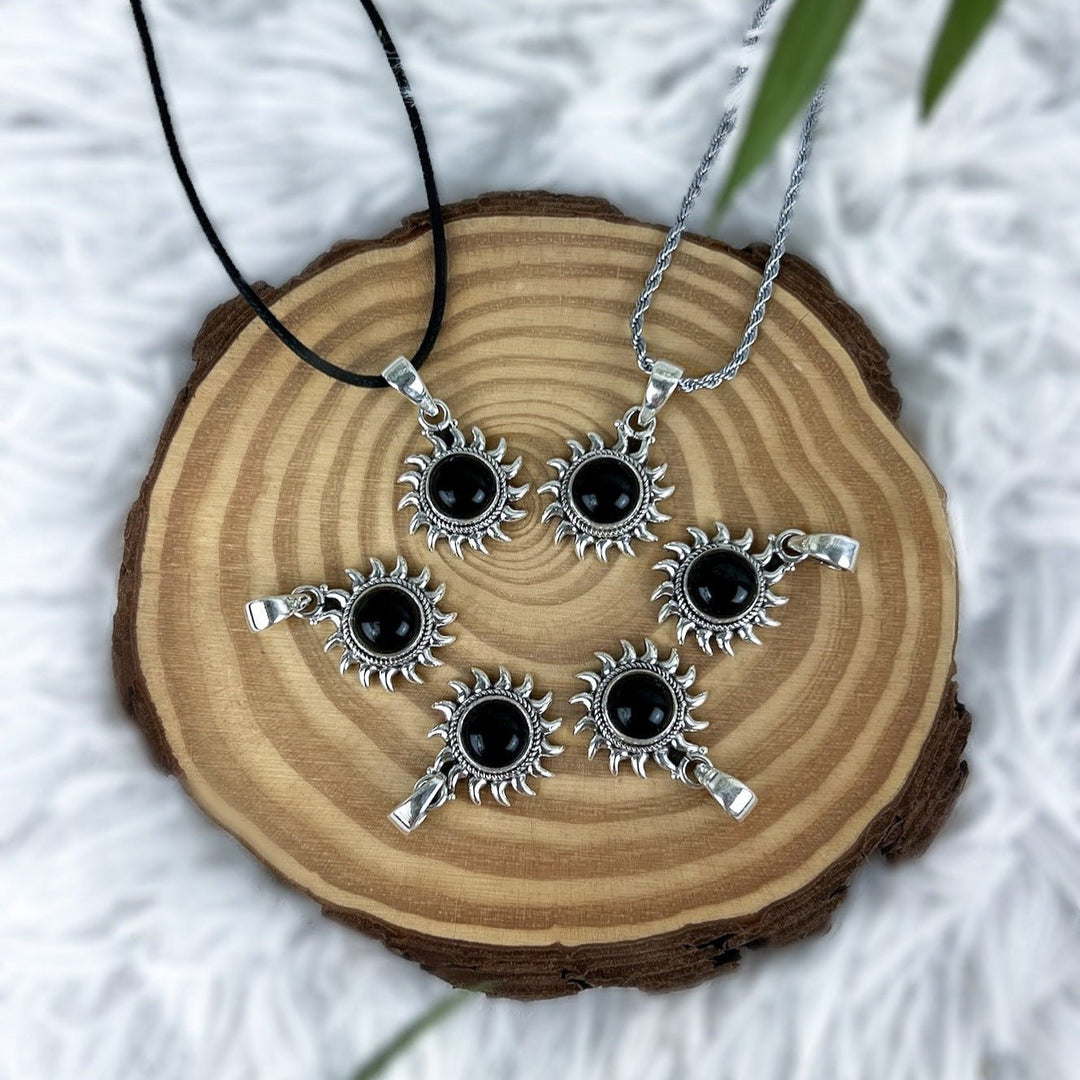 Onyx Sonnenanhänger 925 Silber - SoulGlow - 925er Silber, Anhänger mit Öse, balance