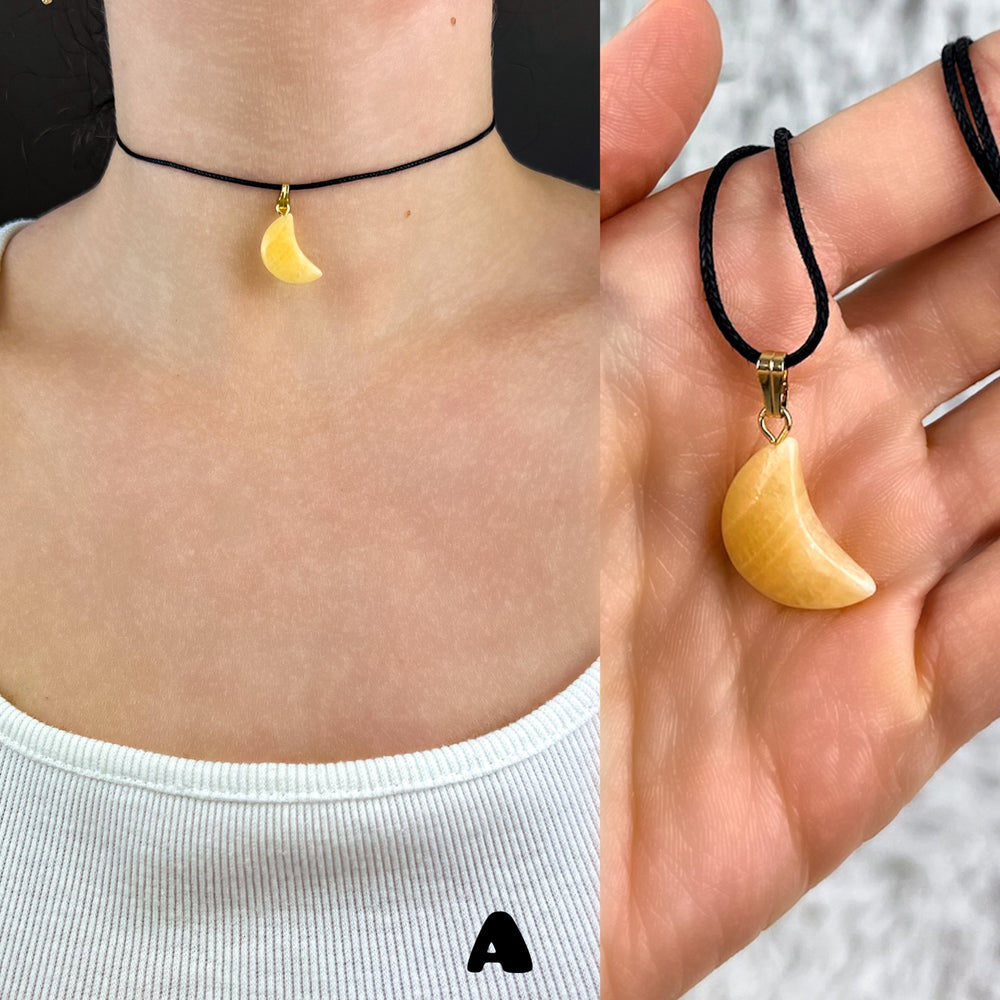 Orangencalcit Mond Anhänger | Unikate - SoulGlow - Anhänger mit Öse, balance, Energie