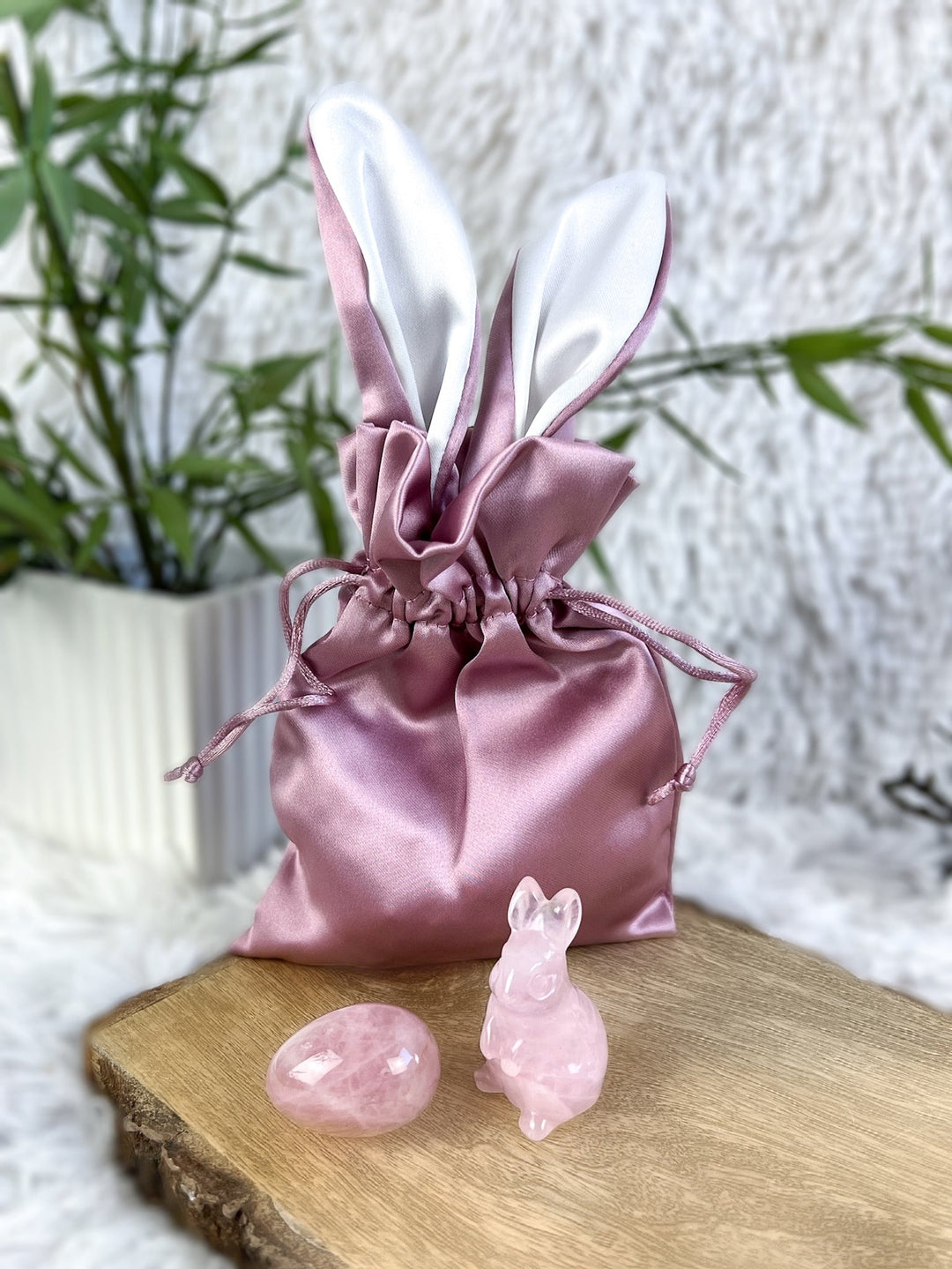 Oster - Set Rosenquarz (Hase und Ei in Hasen - Beutel) - SoulGlow - balance, Beutel, Ei Form