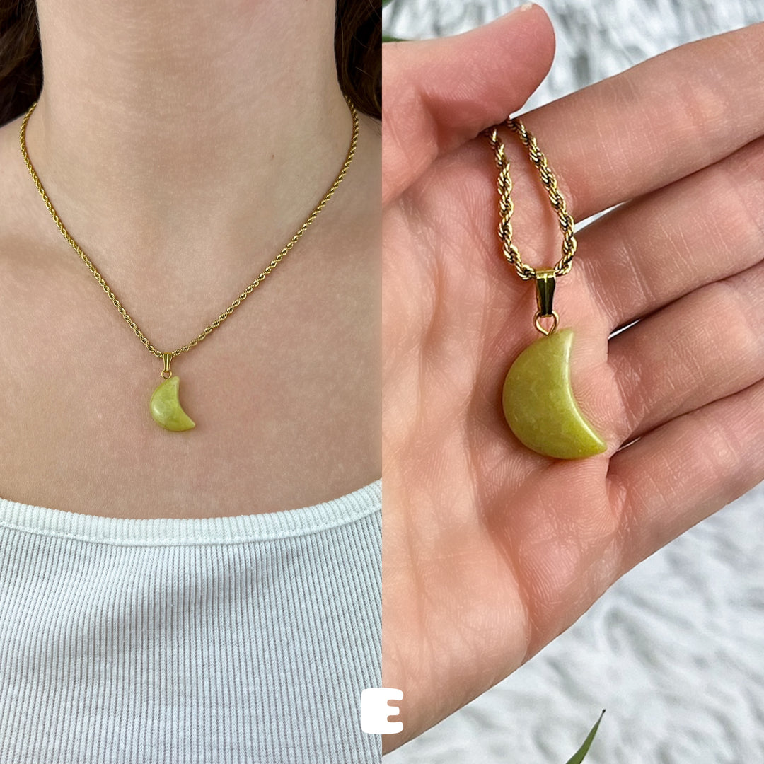 Jade Serpentin Mond Anhänger | Unikate