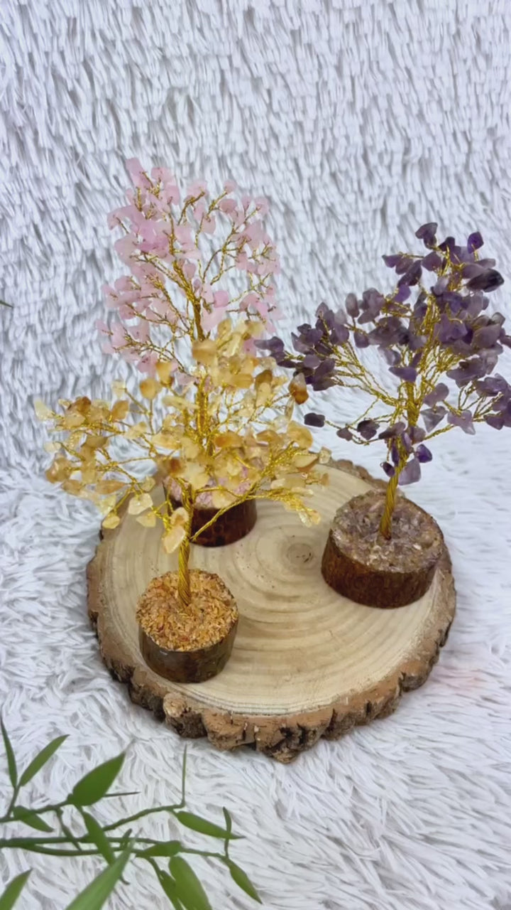 Edelsteinbaum - Amethyst, Rosenquarz, Citrin