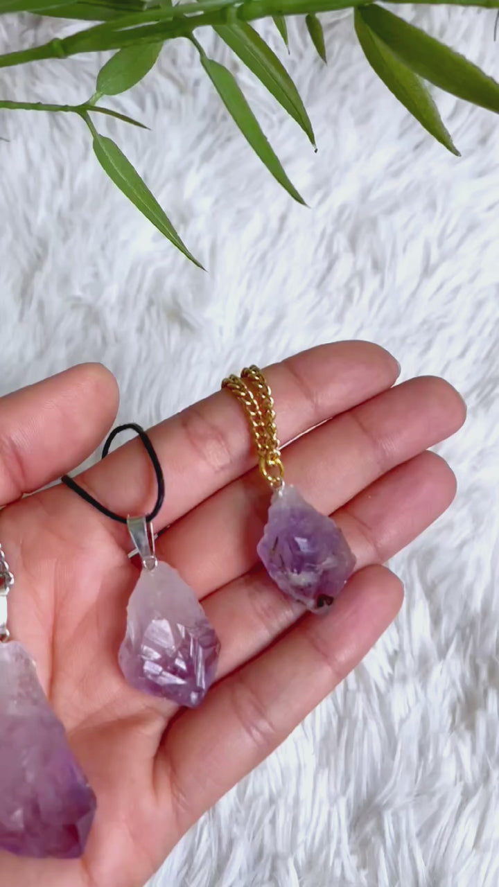 Amethyst Rohstein Anhänger mit Öse
