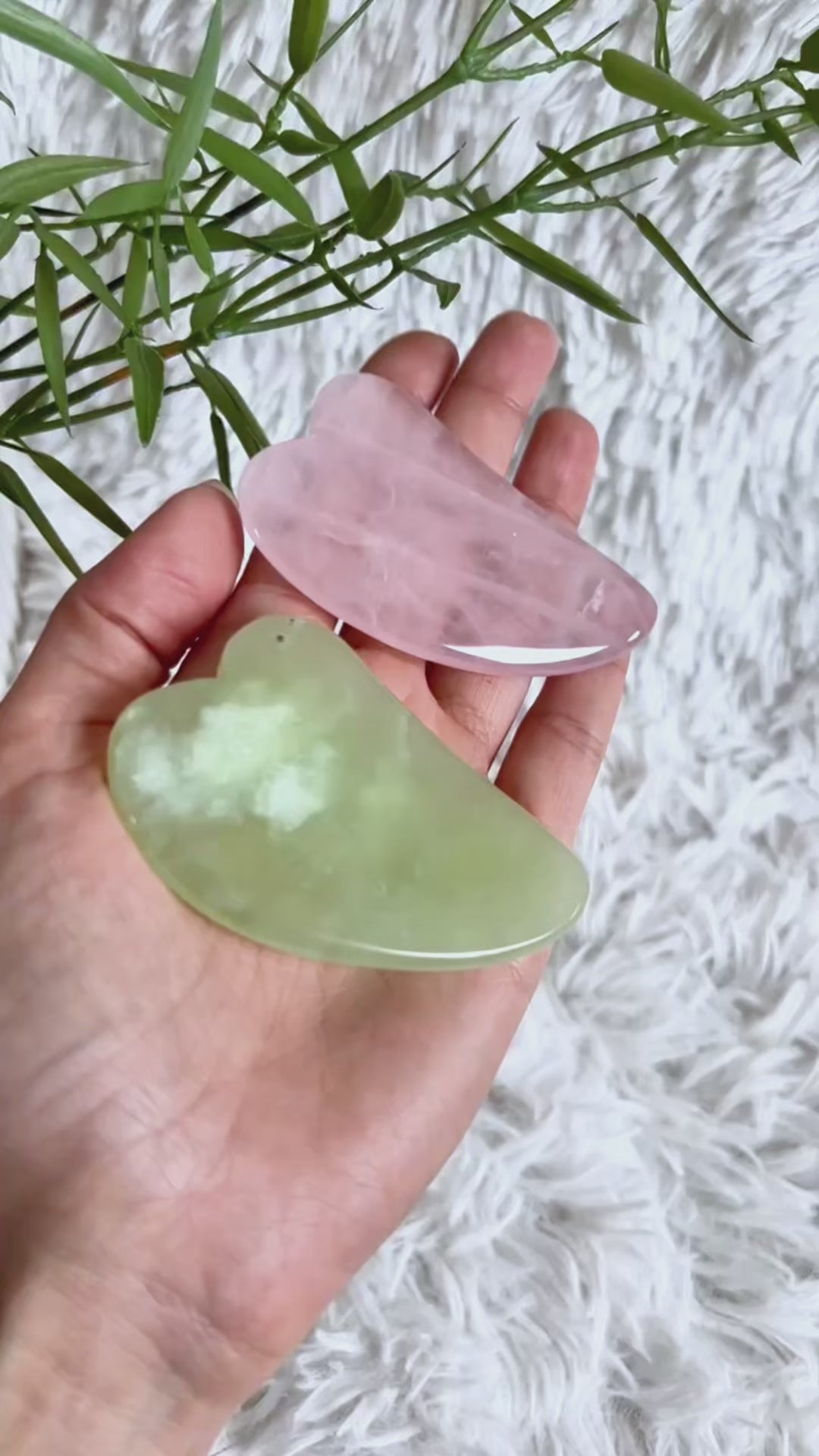 Gua Sha Schaber - Rosenquarz oder Jade Serpentin