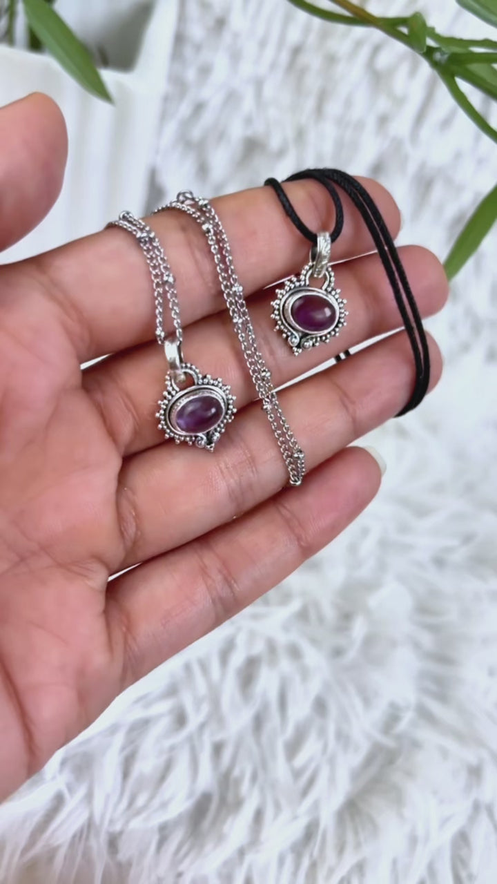 Video Amethyst Boho Anhänger aus 925 Silber