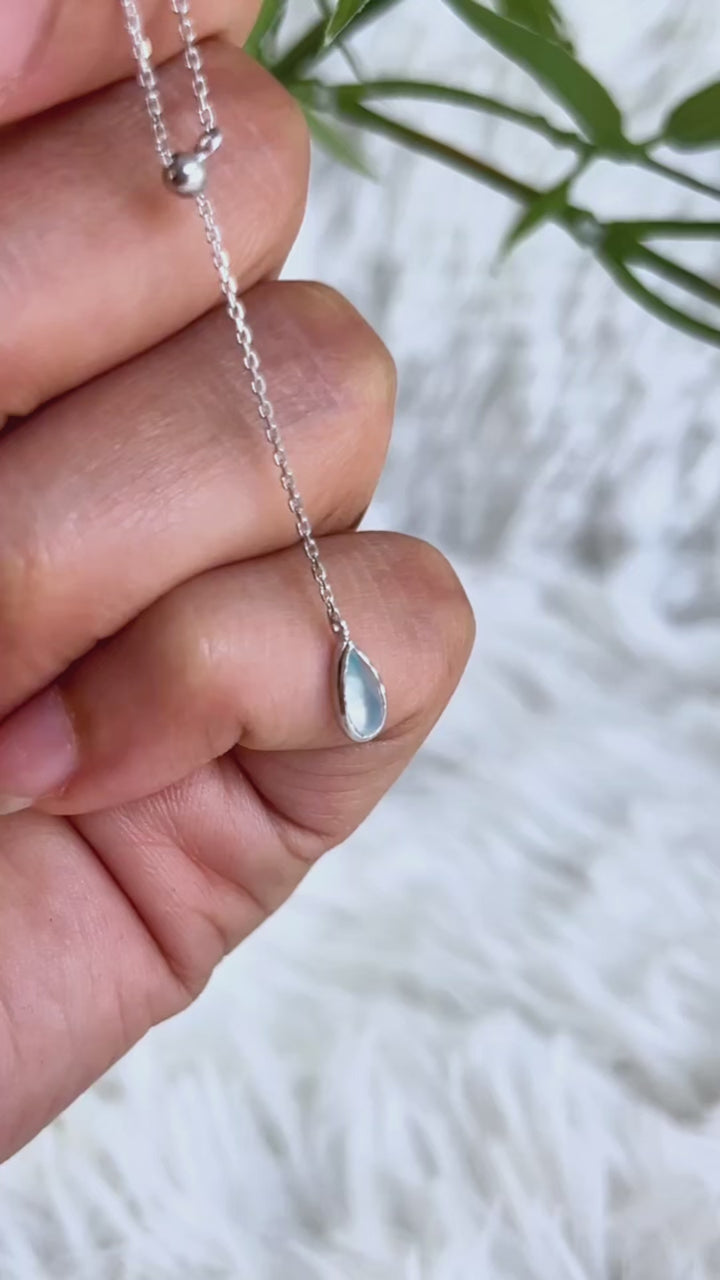 Chalcedon Tropfenkette 925 Silber (rhodiniert)