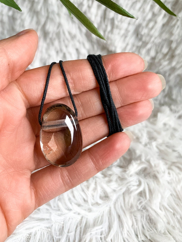 Rauchquarz Anhänger oval - SoulGlow - Anhänger, balance, braun