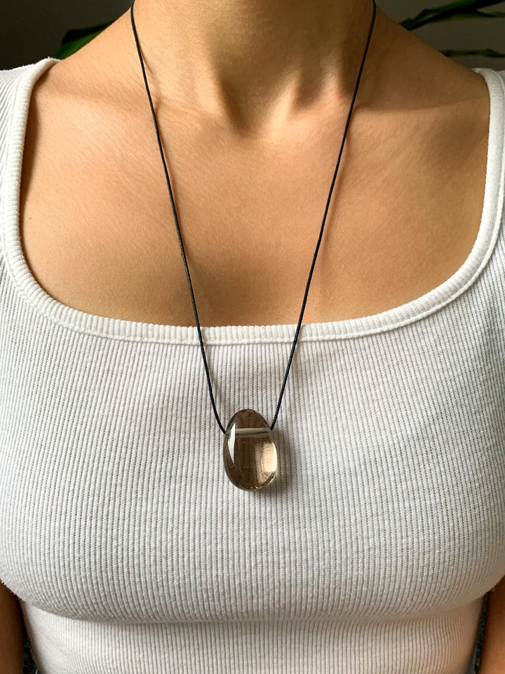 Rauchquarz Anhänger oval - SoulGlow - Anhänger, balance, braun