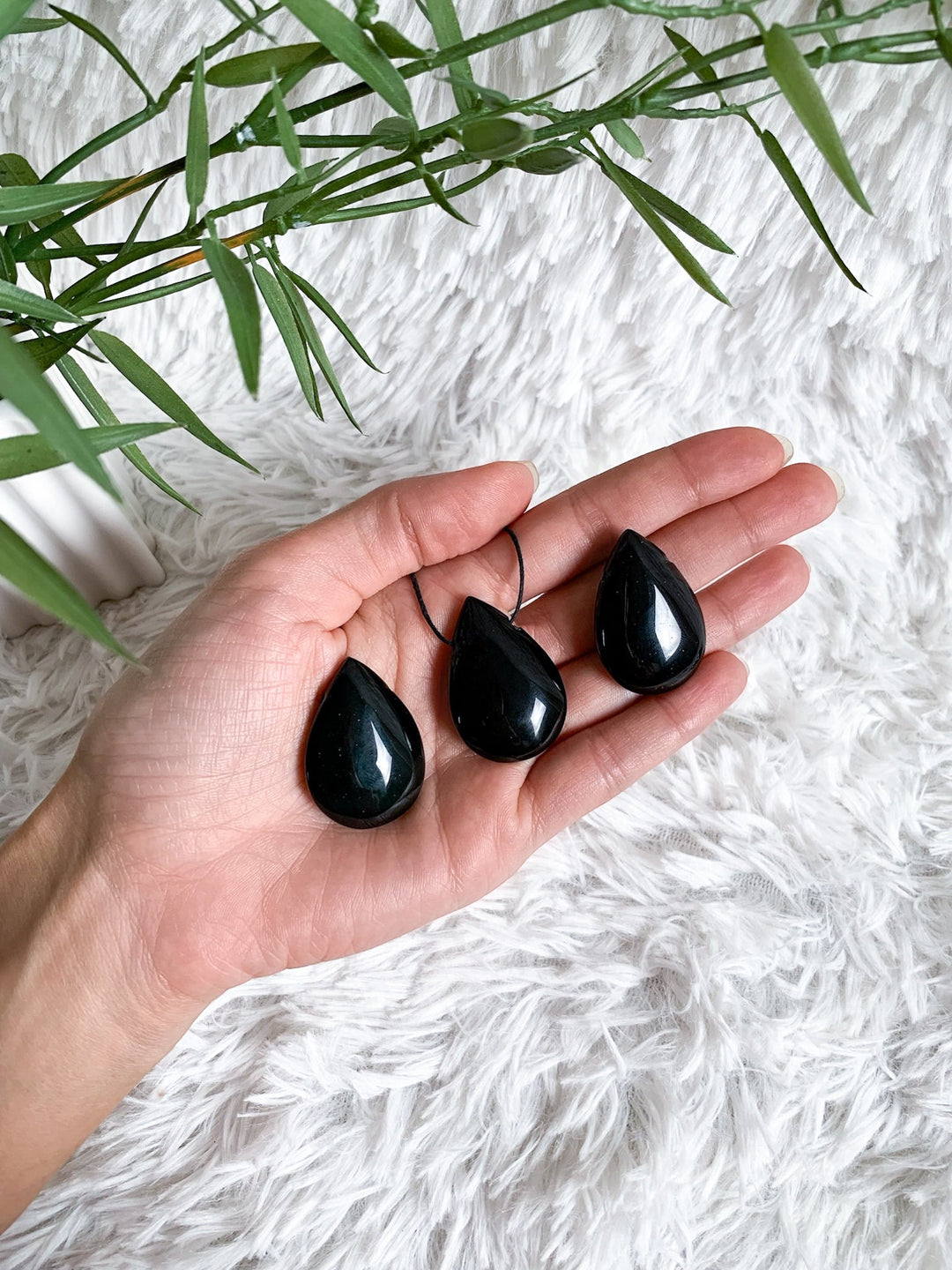 Regenbogen Obsidian Tropfen Anhänger - SoulGlow - Anhänger, balance, Baumwollband