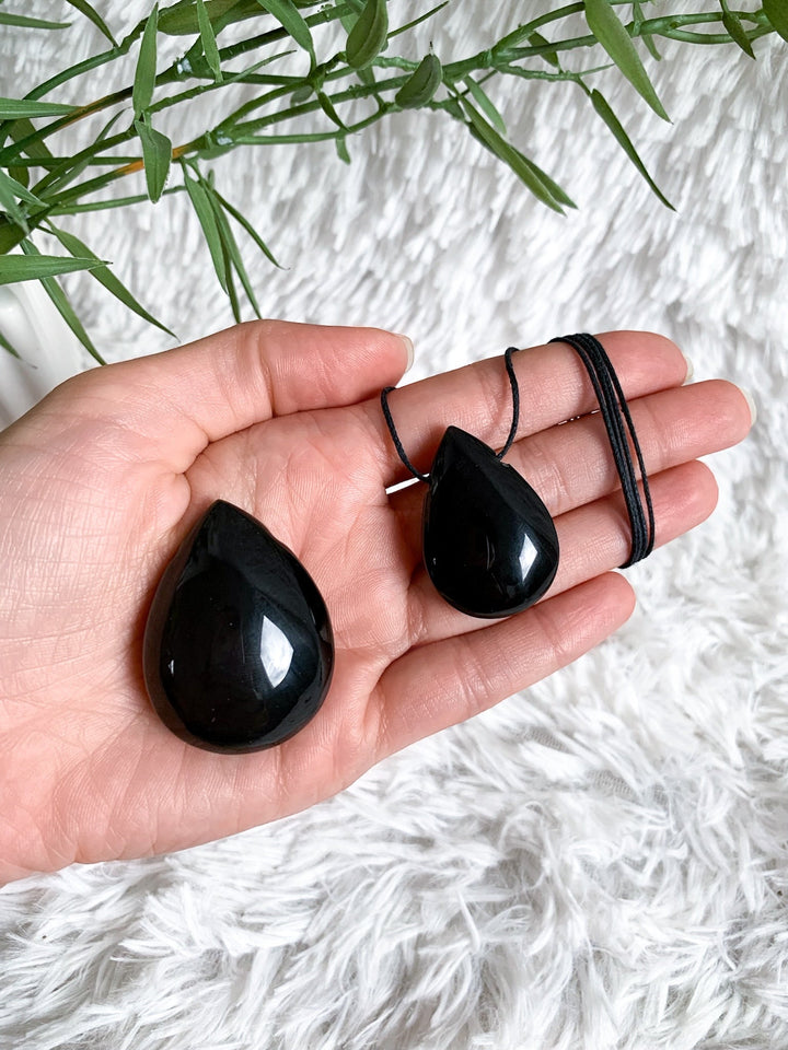 Regenbogen Obsidian Tropfen Anhänger - SoulGlow - Anhänger, balance, Baumwollband