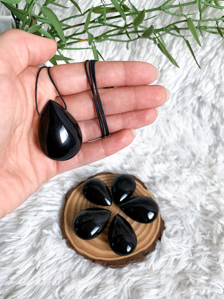 Regenbogen Obsidian Tropfen Anhänger - SoulGlow - Anhänger, balance, Baumwollband