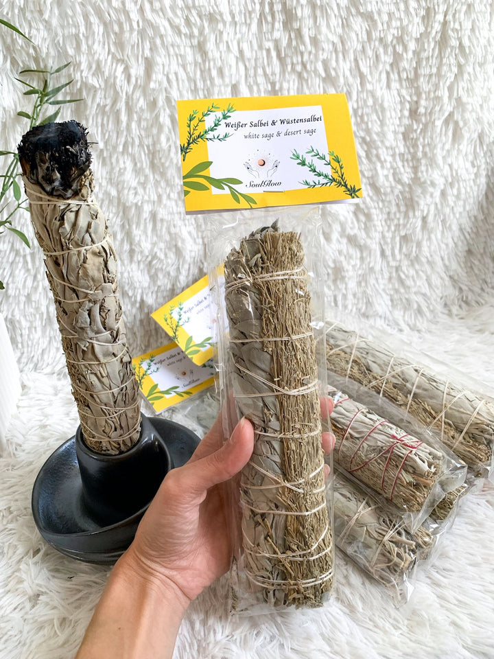 Riesen Bündel Weißer Salbei & Wüstensalbei | Nur Bündel - SoulGlow - Aura, Deko, not - on - sale