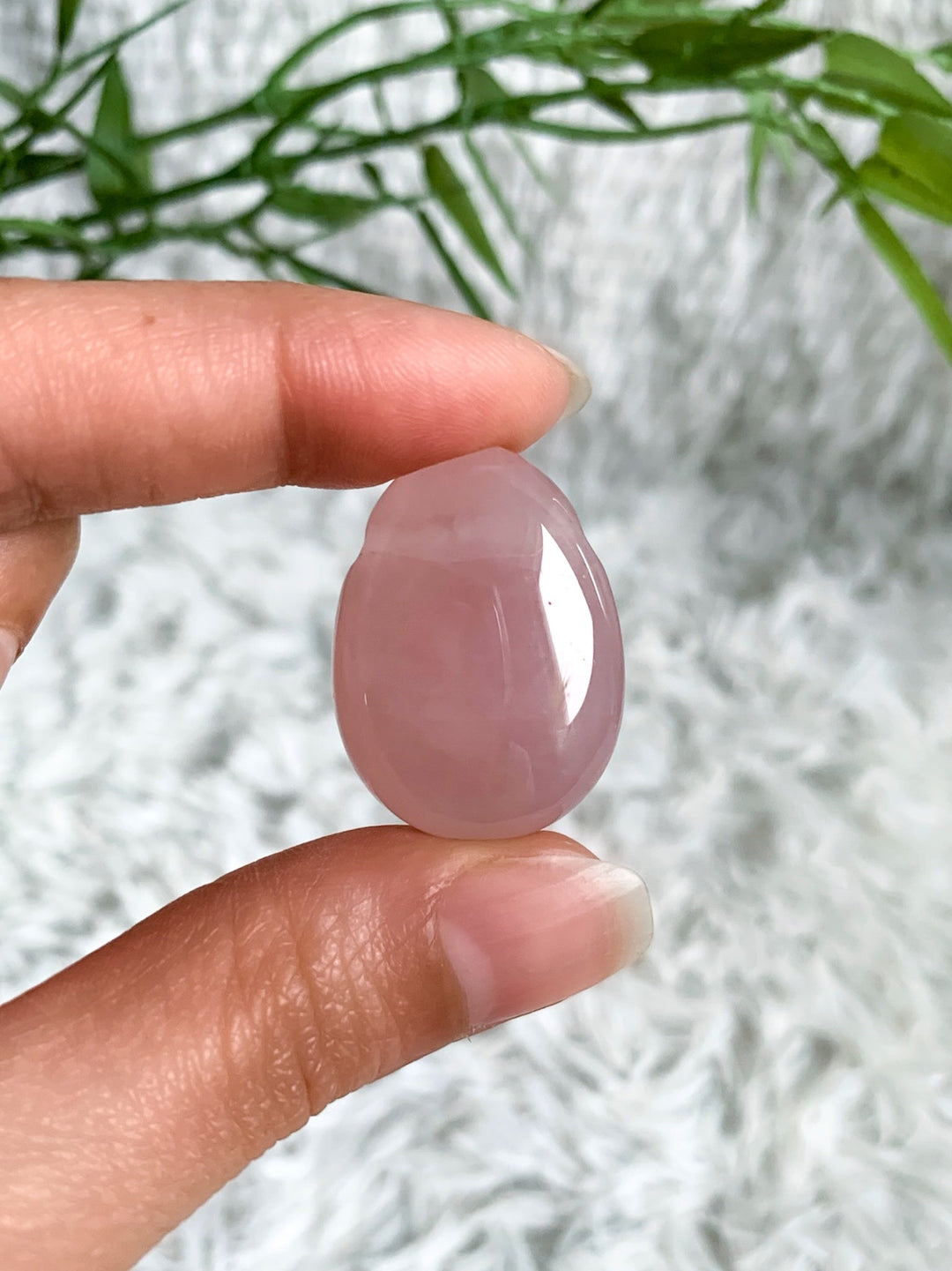 Rosenquarz Anhänger Oval - SoulGlow - Anhänger, balance, Baumwollband