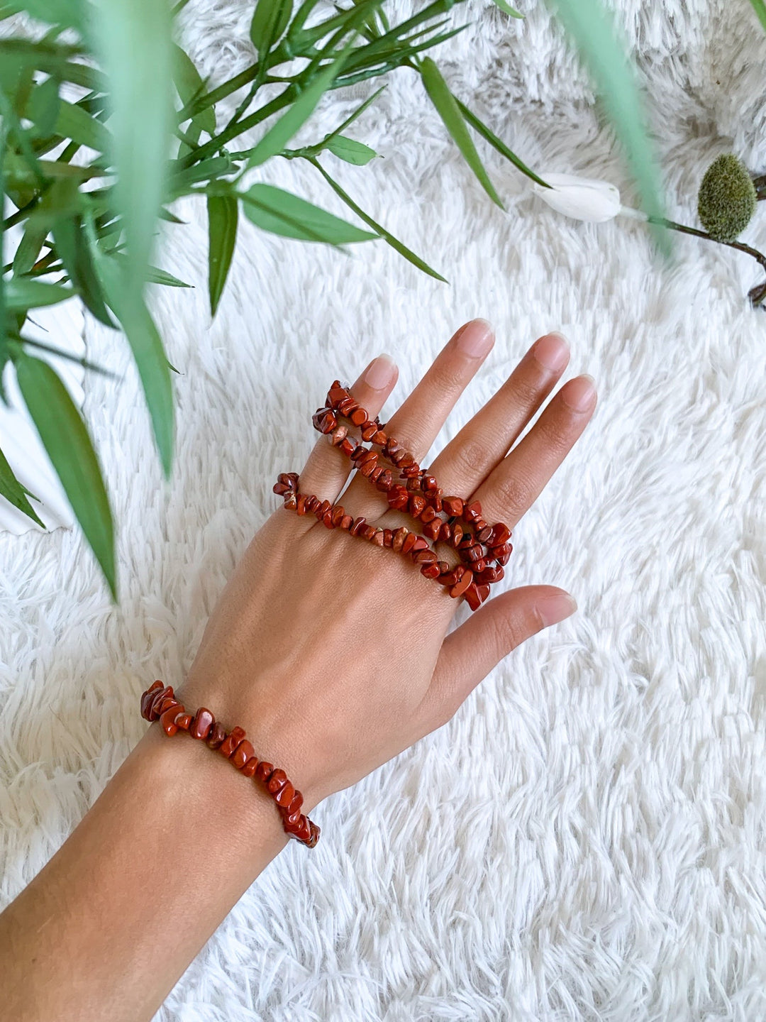 Roter Jaspis Splitter Armband - SoulGlow - Armband, balance, Energie