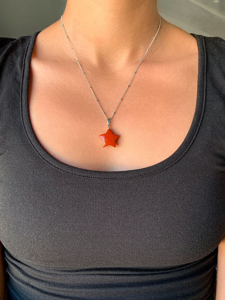 Roter Jaspis Stern Anhänger - SoulGlow - Anhänger mit Öse, balance, Energie