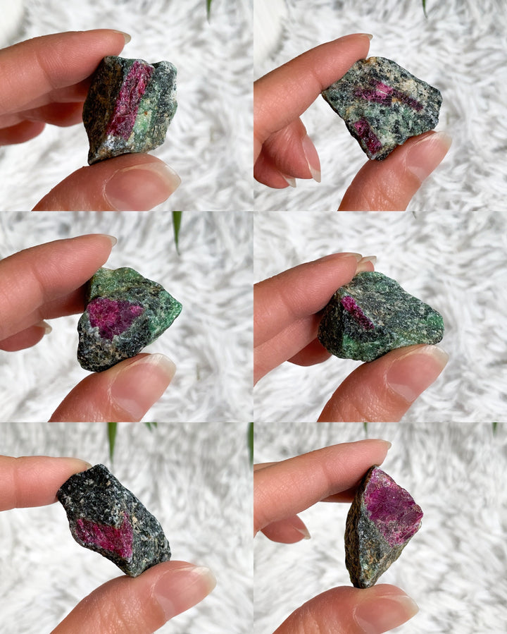 Rubin Zoisit Rohstein - SoulGlow - Energie, grün, Kristall