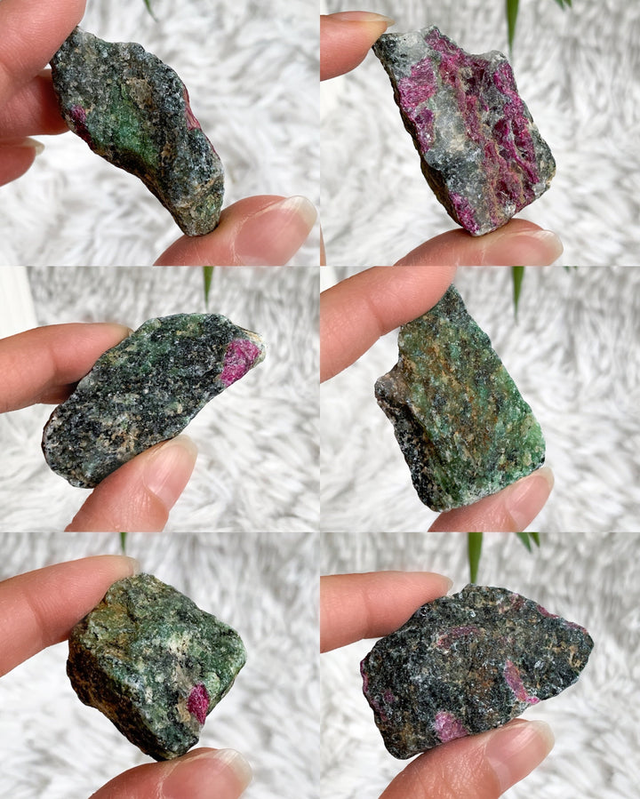 Rubin Zoisit Rohstein - SoulGlow - Energie, grün, Kristall