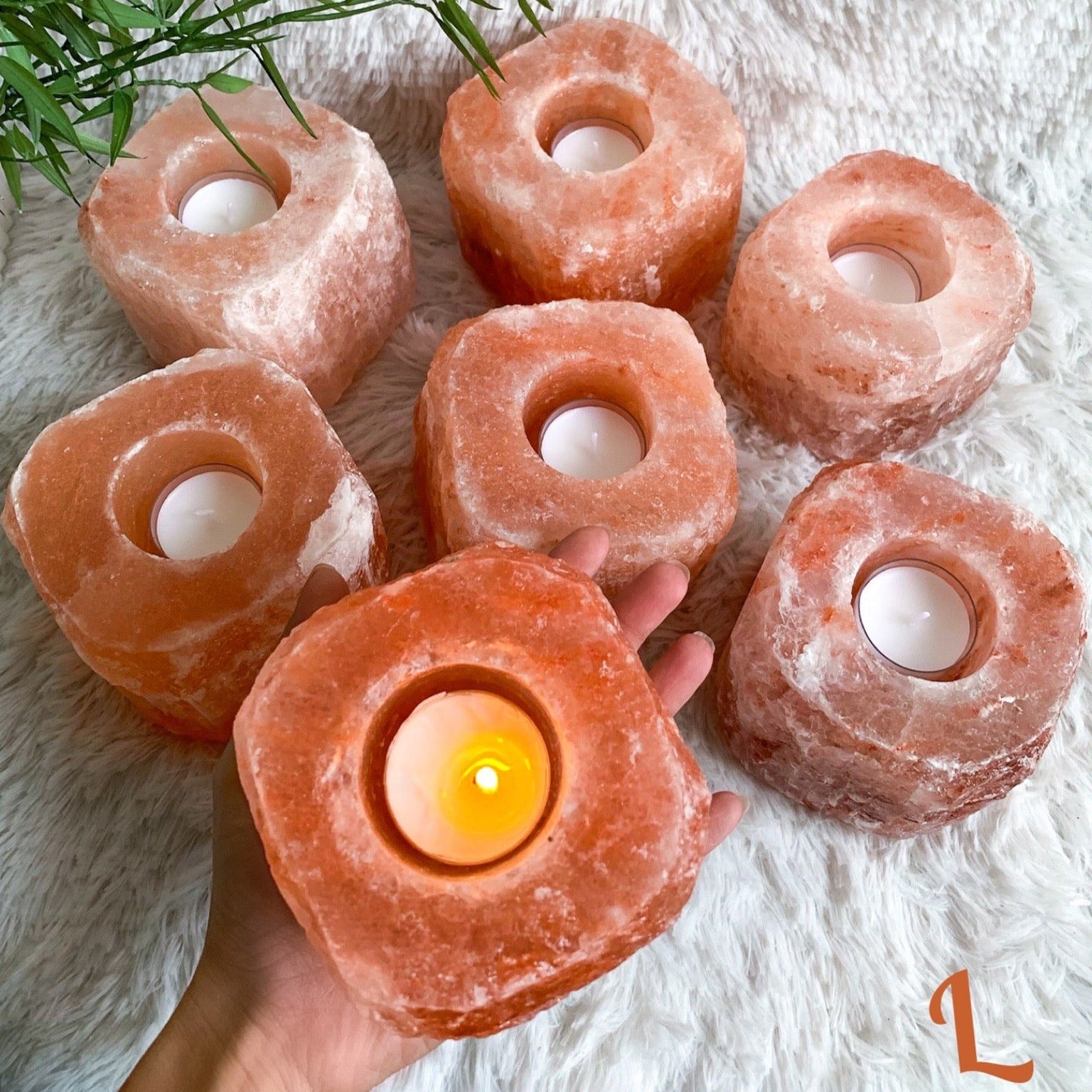 3 Stück Salzkristall-Teelichthalter – Aus Himalayasalz, Je 0,7–1 Kg, Stimmungsvolle Deko