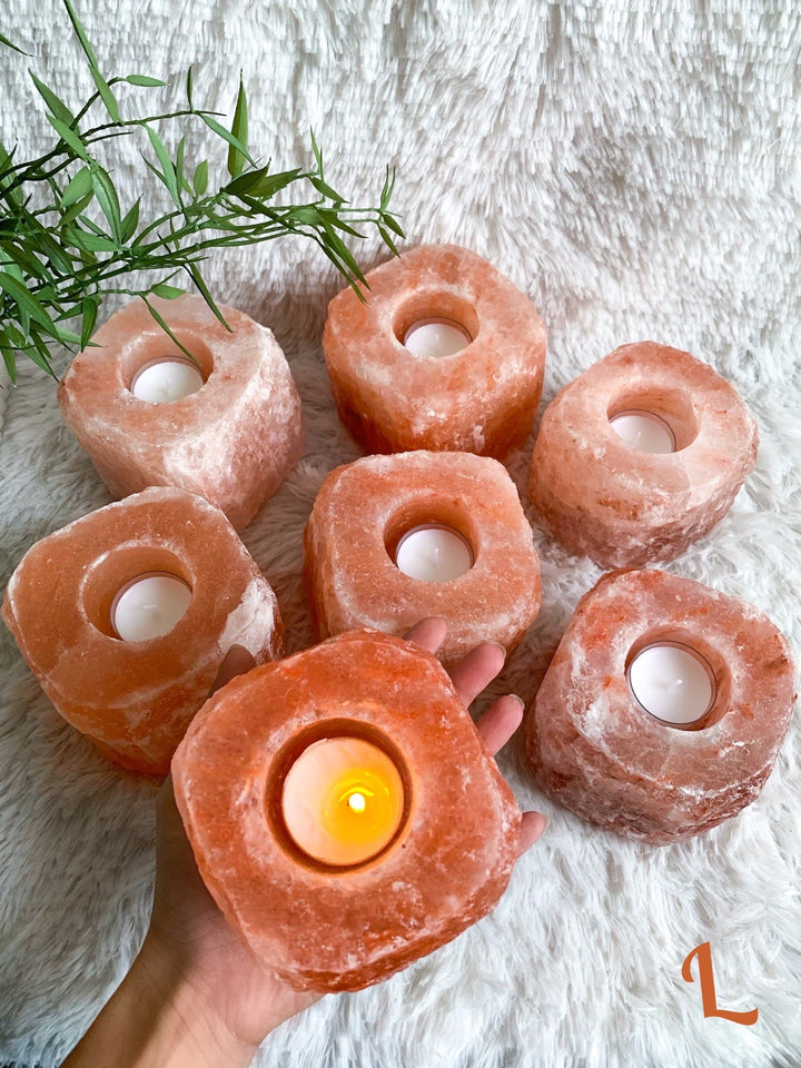 Salzkristall Teelichthalter | S/M/L - SoulGlow - Aura, balance, Geschenk