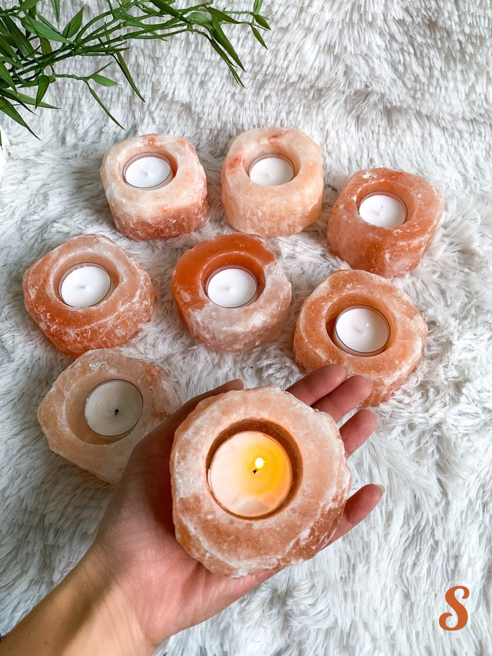 Salzkristall Teelichthalter | S/M/L - SoulGlow - Aura, balance, Geschenk