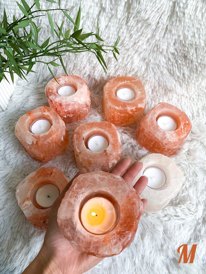 Salzkristall Teelichthalter | S/M/L - SoulGlow - Aura, balance, Geschenk