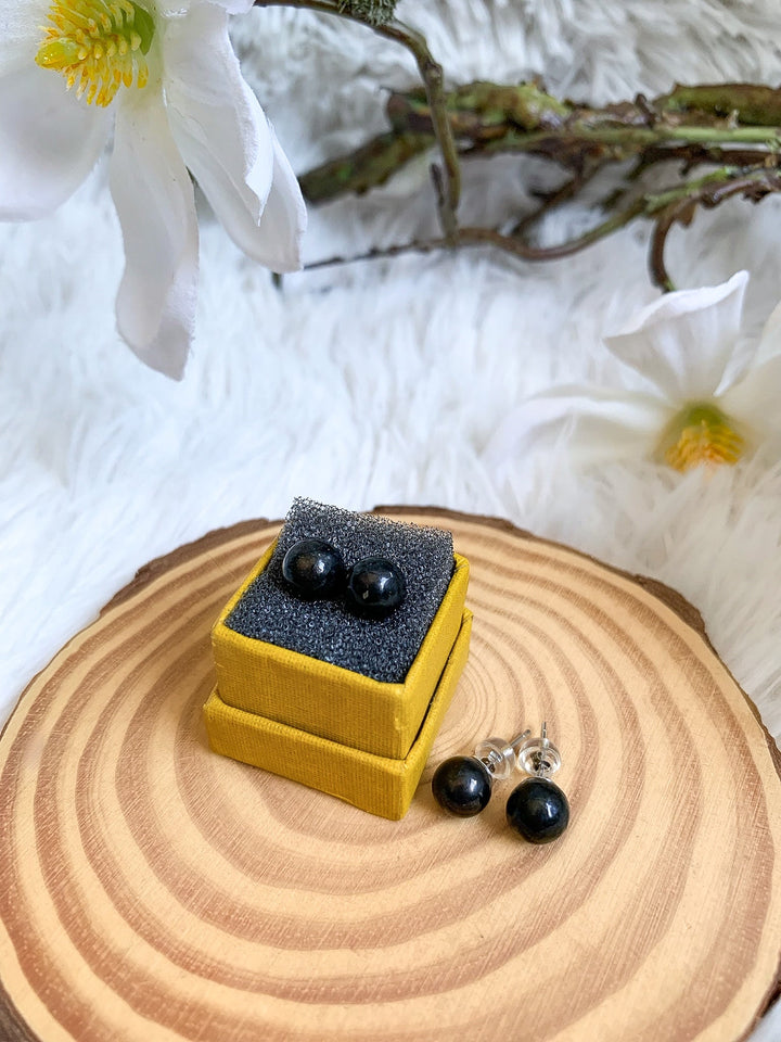 Schungit Ohrstecker | Echtsilber - SoulGlow - balance, Echtsilber, Geschenk