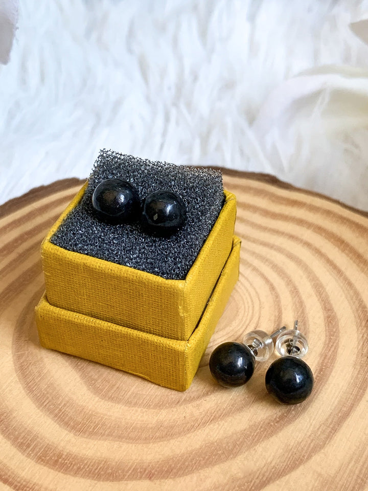 Schungit Ohrstecker | Echtsilber - SoulGlow - balance, Echtsilber, Geschenk