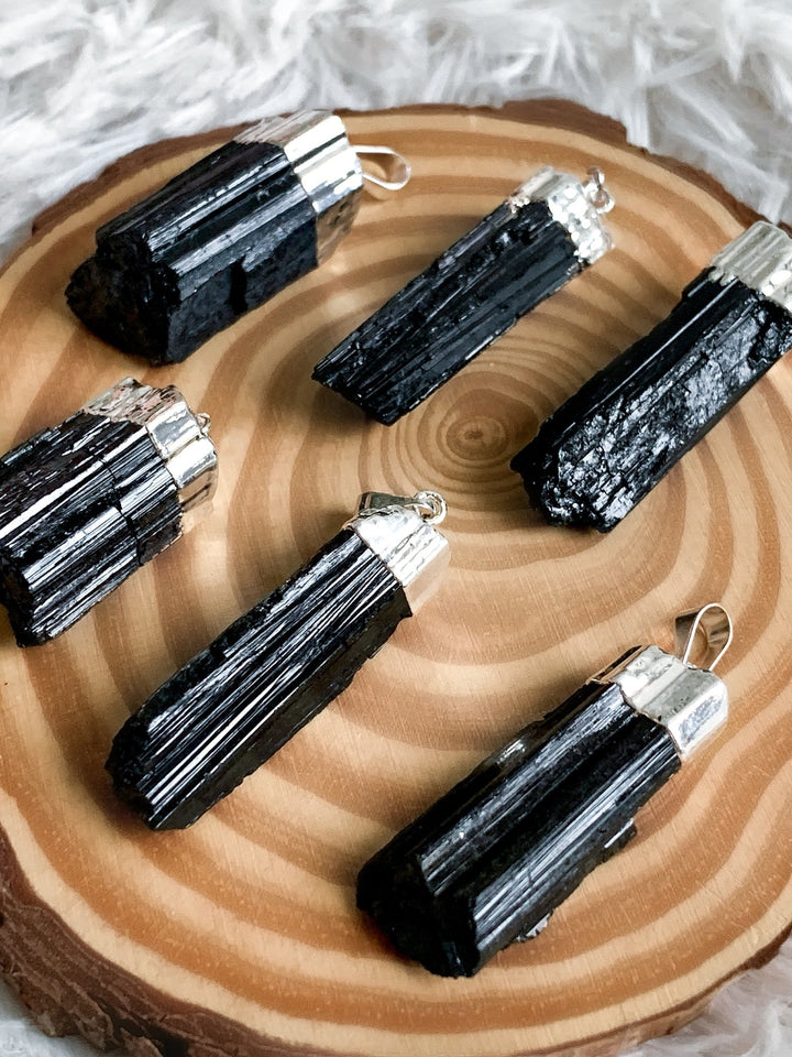Schwarzer Turmalin Silber Anhänger - SoulGlow - Anhänger, Anhänger mit Öse, balance