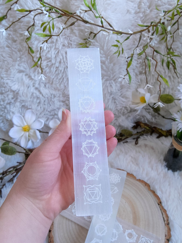 Selenit Chakra Lade Platte - SoulGlow - Aura, balance, Chakra
