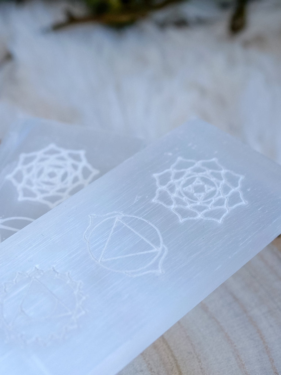 Selenit Chakra Lade Platte - SoulGlow - Aura, balance, Chakra