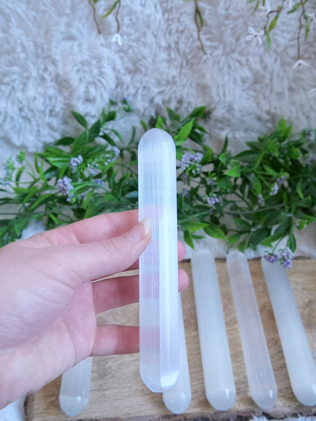 Selenit Massagestab, Griffel - SoulGlow - Aura, balance, geschliffene Form