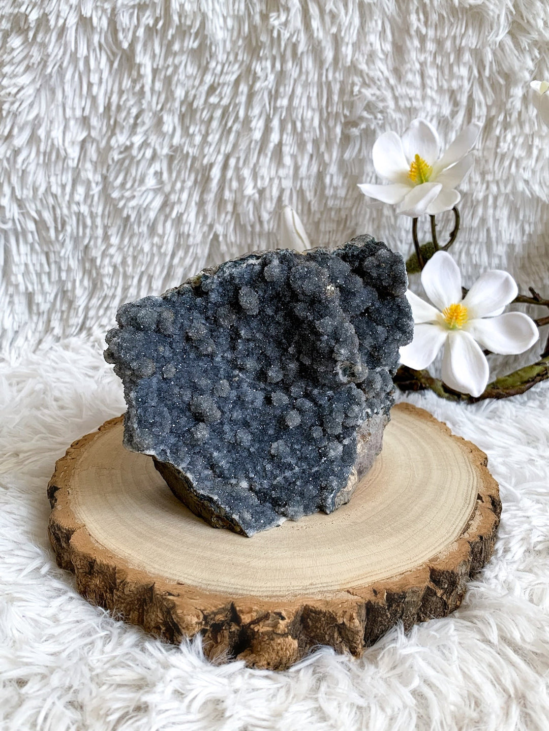 Seltene Amethyst Geode grau/blau Unikat 1,1Kg - SoulGlow - Amethyst, Amethyst Druse, Aura