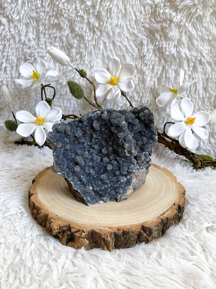 Seltene Amethyst Geode grau/blau Unikat 1,1Kg - SoulGlow - Amethyst, Amethyst Druse, Aura