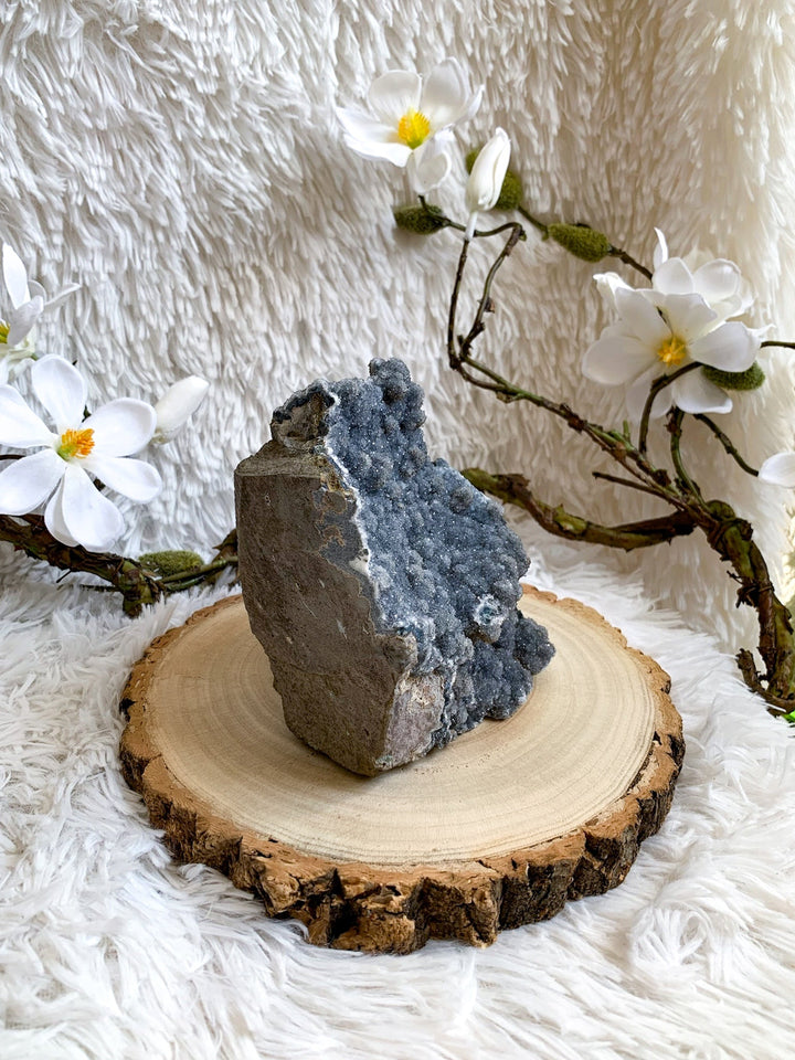 Seltene Amethyst Geode grau/blau Unikat 1,1Kg - SoulGlow - Amethyst, Amethyst Druse, Aura