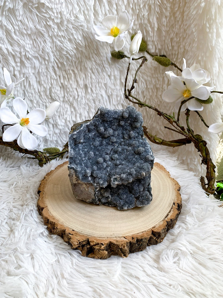 Seltene Amethyst Geode grau/blau Unikat 1,1Kg - SoulGlow - Amethyst, Amethyst Druse, Aura