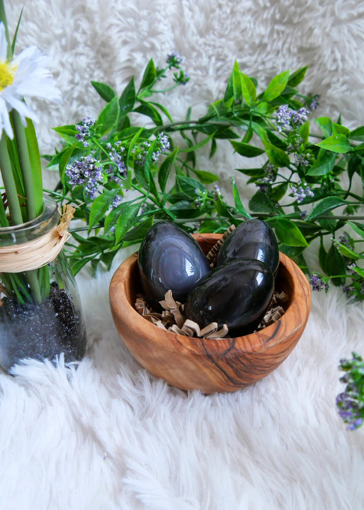 Silberglanz Obsidian Ei - SoulGlow - balance, Ei Form, geschliffene Form