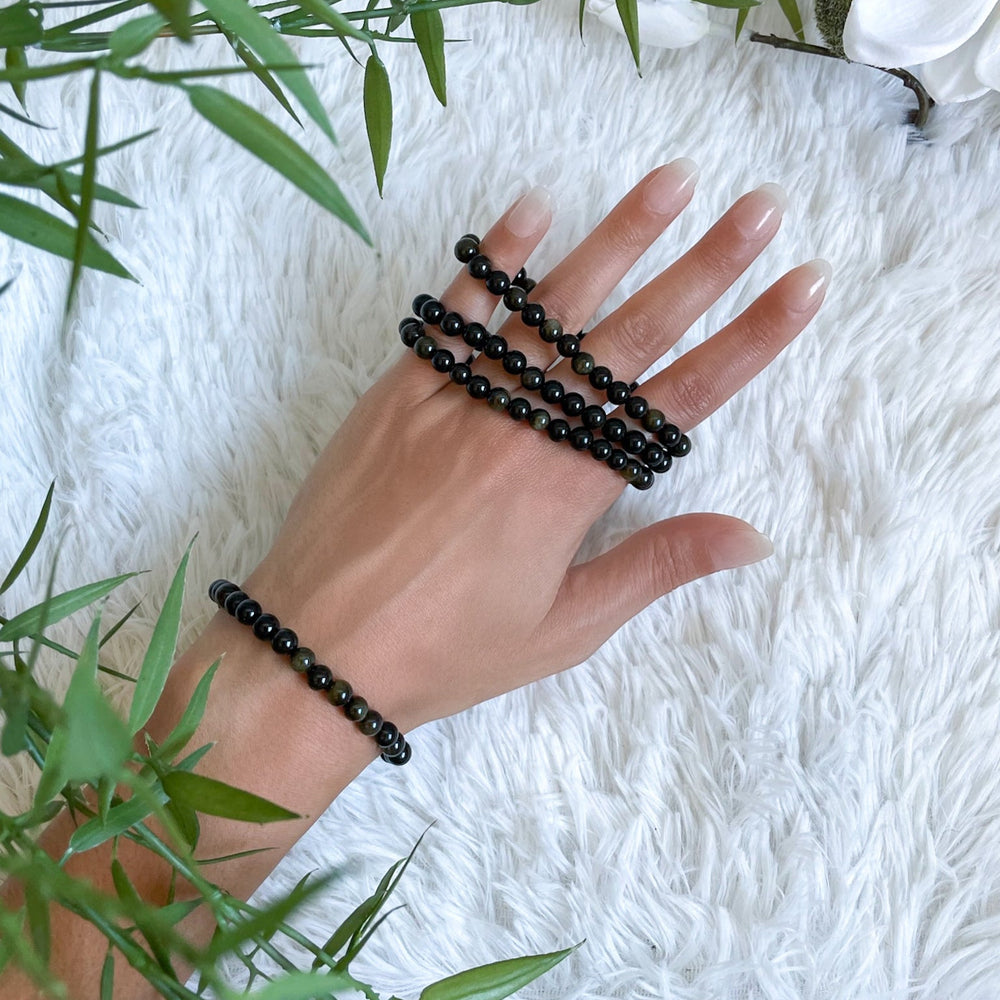 Silber/Goldglanz Obsidian Armband - SoulGlow - Armband, balance, Goldglanz Obsidian