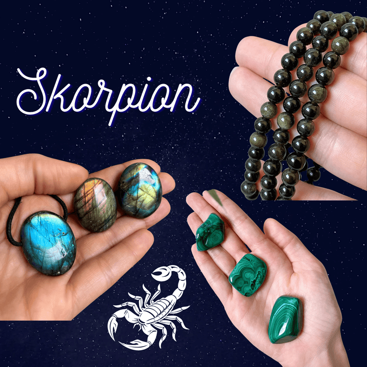 Skorpion Sternzeichen Set - SoulGlow - Bundle, Geschenk, Kristall Set