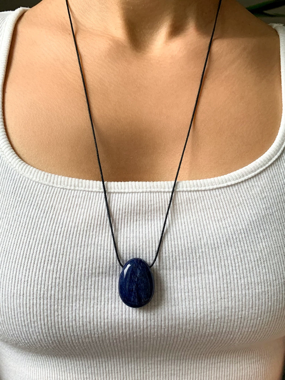 Sodalith Anhänger oval - SoulGlow - Anhänger, balance, blau