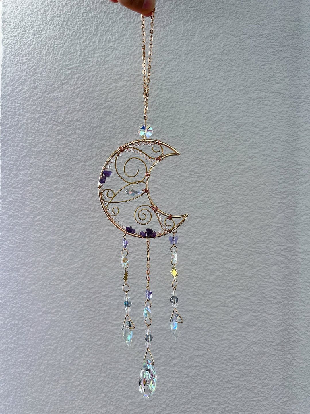 Sonnenfänger Halbmond mit Amethyst - SoulGlow - Amethyst, Anhänger mit Öse, Aura