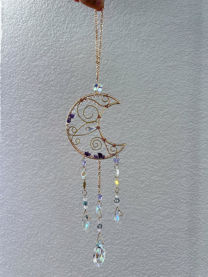 Sonnenfänger Halbmond mit Amethyst - SoulGlow - Amethyst, Anhänger mit Öse, Aura